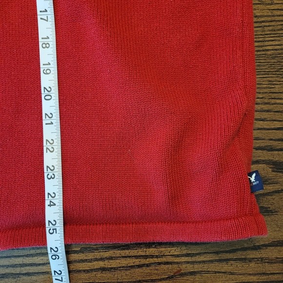 American EAGLE Cotton sweater quarter Zip Men's Red Large - Picture 7 of 8
